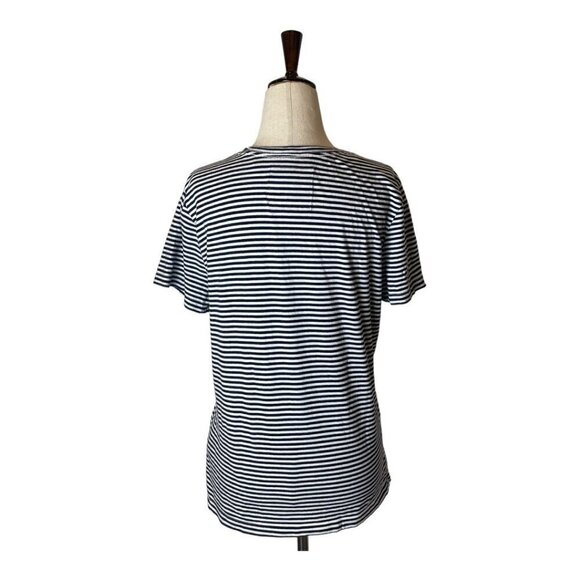 Superdry Blue and White Striped Crew Neck Rope Lettering Short Sleeve Tee Size 8 - Picture 3 of 12